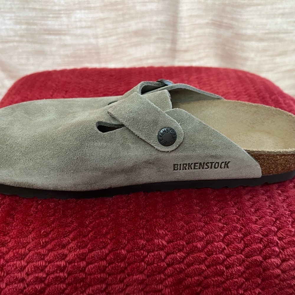 Birkenstock Boston Leather Suede Size 40 Taupe